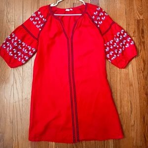 Gap s/xs red puff sleeve dress